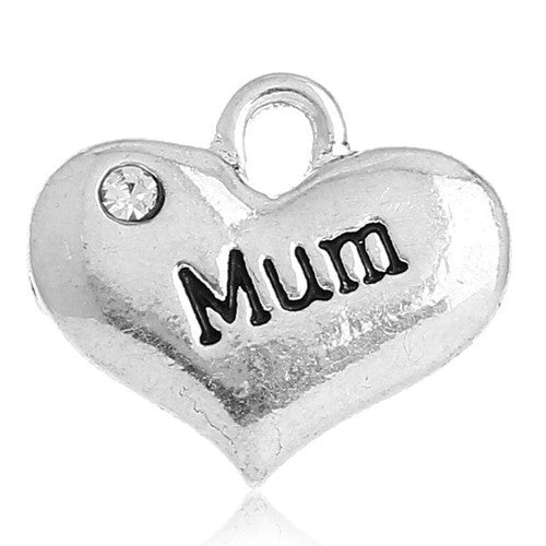 Metal Alloy Mum Charms Antique Silver 18mm Pack Of 5