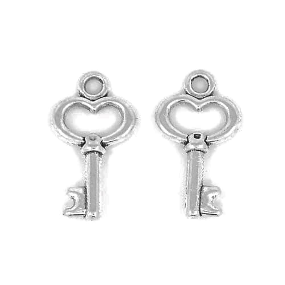 Metal Alloy Key Charms Antique Silver 16mm Pack Of 25