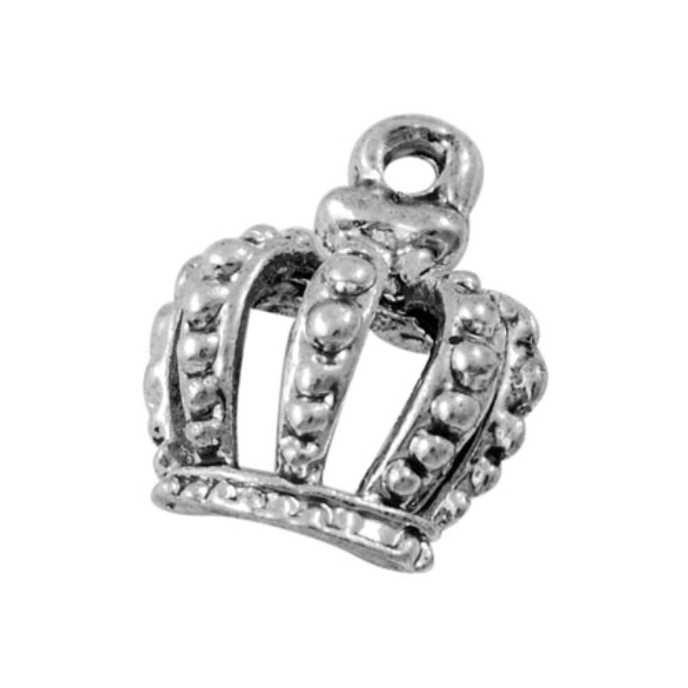 Metal Alloy Crown Charms Antique Silver 14mm Pack Of 10