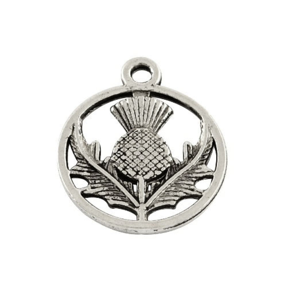 Metal Alloy Thistle Charms Antique Silver 19mm Pack Of 20