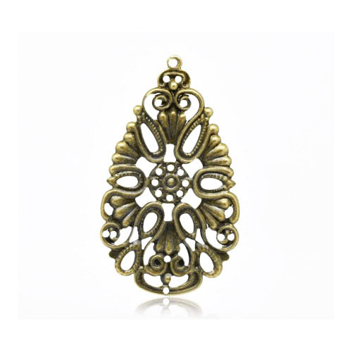 Metal Alloy Flower Pendants Steampunk Antique Bronze 48mm Pack Of 5
