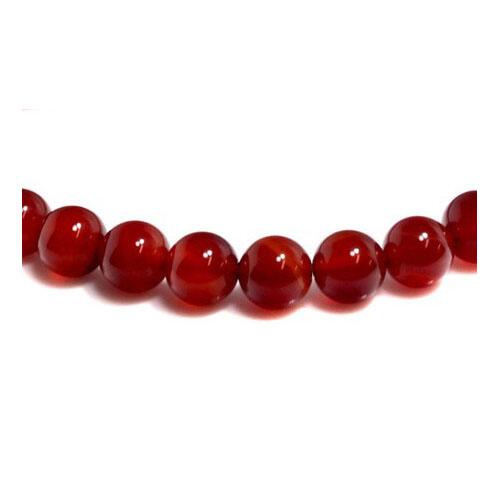 A strand of 45+ Carnelian beads, red in colour, 8mm in size, round shaped