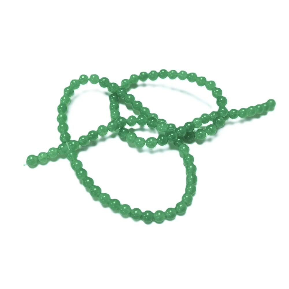 A strand of 95+ malaysian jade beads, green in colour, 4mm in size, round shaped