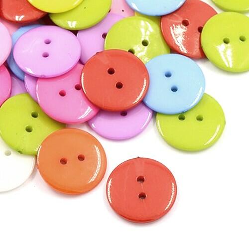 Acrylic Buttons Mixed-Colour Round 16mm 2-Hole Pack Of 50+-0