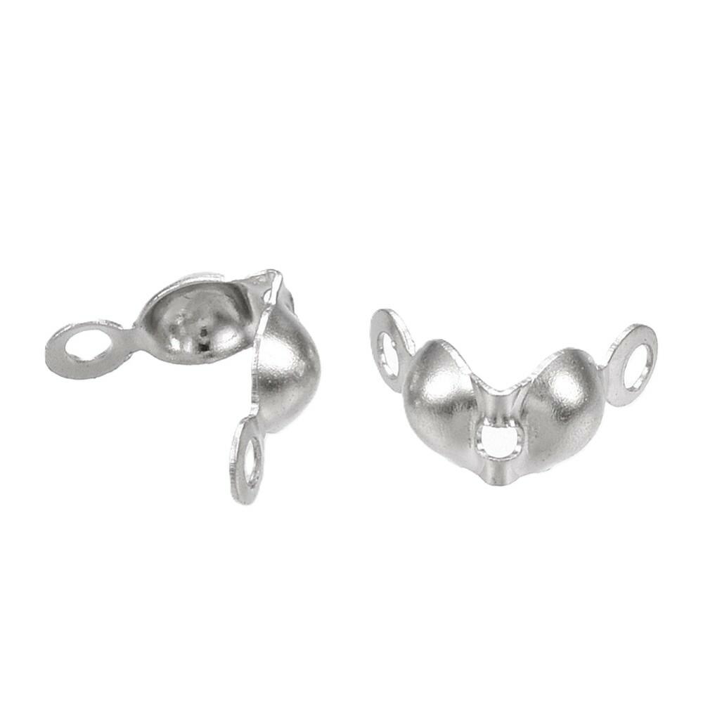 Iron Callottes Silver Tone Clamshell 4mm Pack Of 225+-0