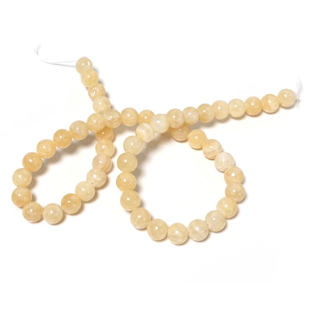 Yellow Honey Jade Beads Plain Round 8mm Strand Of 46+-0