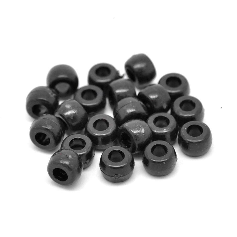 A pack of 100+ Acrylic pony beads, black in colour, 9x6mm in size, rondelle shaped with large hole