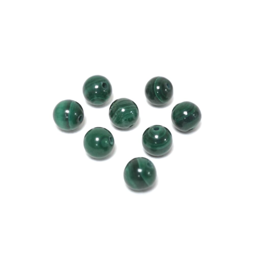Green Malachite Beads Plain Round 6mm Pack Of 8-0