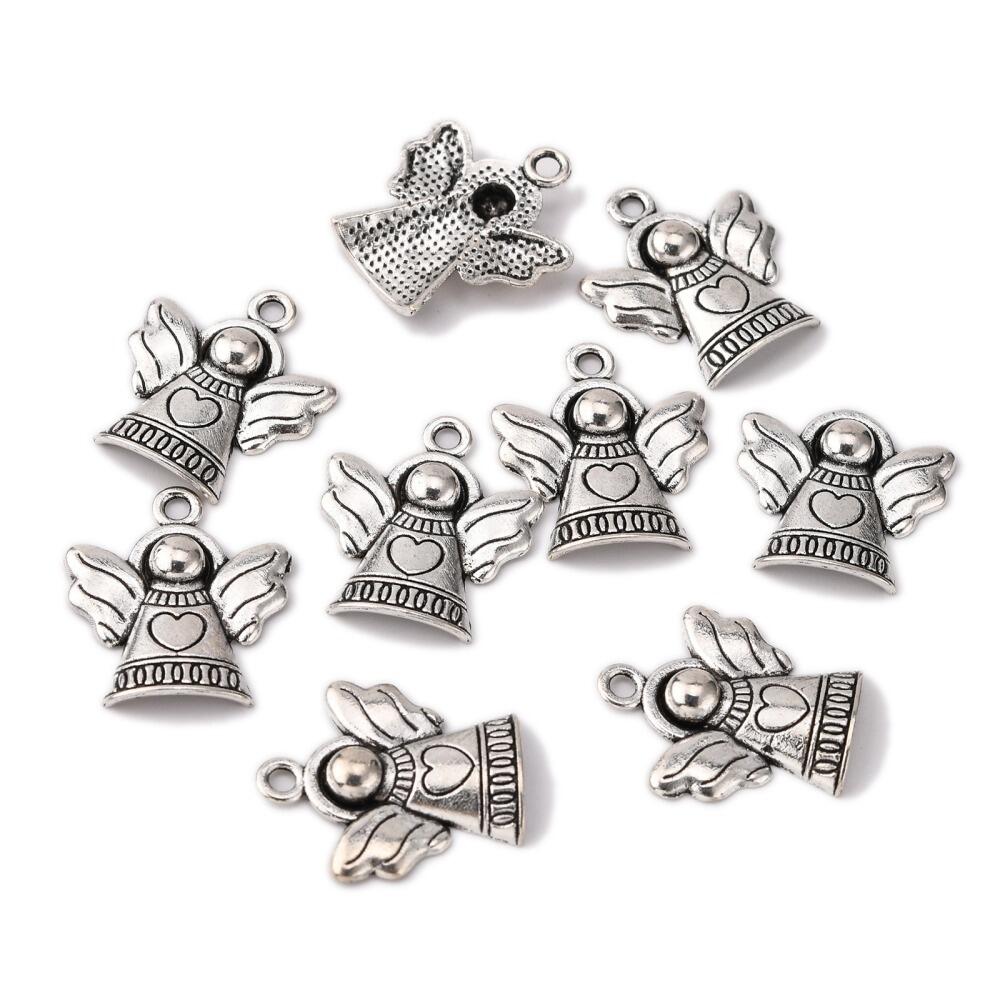 Metal Alloy Angel Charms Antique Silver 21mm Pack Of 20-0