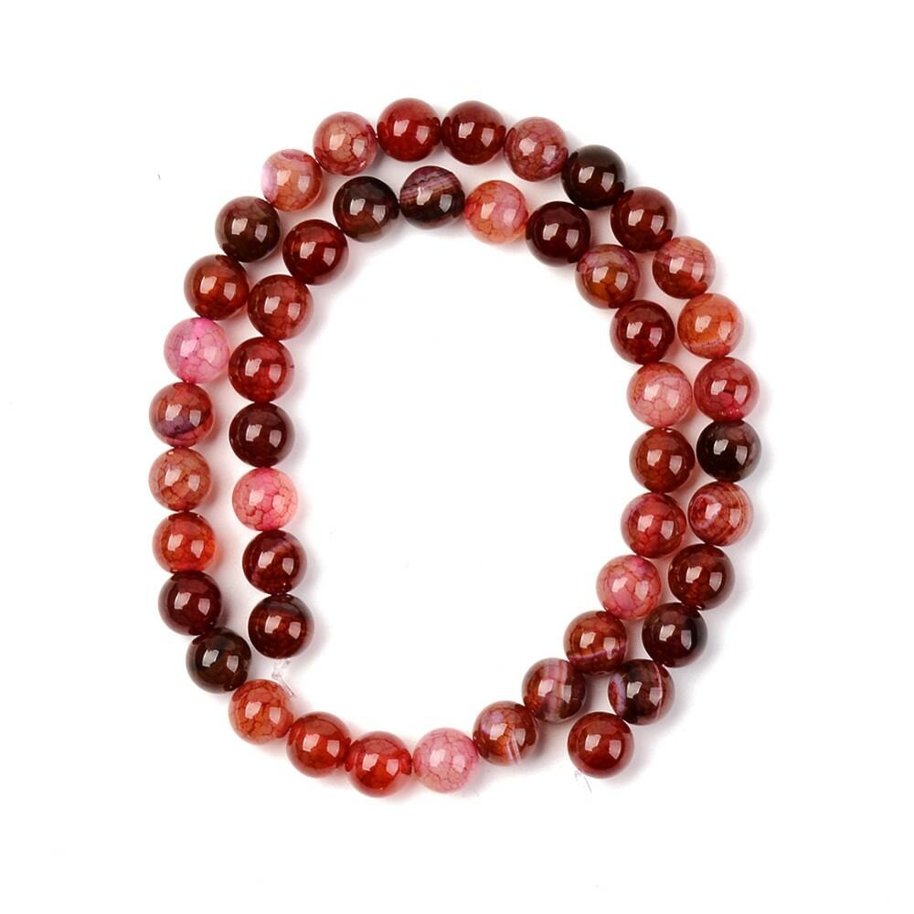 Dark Red Fire Agate Beads Plain Round 8mm Strand Of 45+-0
