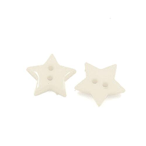 Acrylic Buttons White Star 19mm 2-Hole Pack Of 50+-0