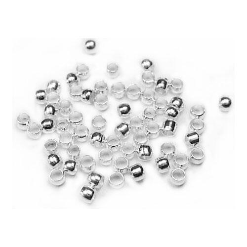 Brass Crimp Beads Bright Silver Barrel 2mm Pack Of 850+-0