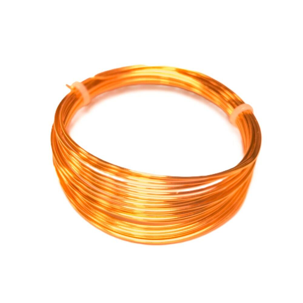 A 15 metre length of copper craft wire, pale bronze enamelled, 0.5m metre length of thick, supplied on a coil