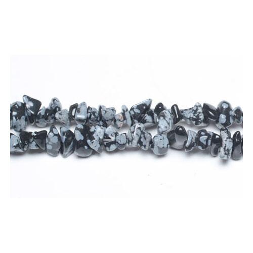 A strand of 200+ snowflake obsidian beads, black and white in colour, 5-8mm in size, chip shaped