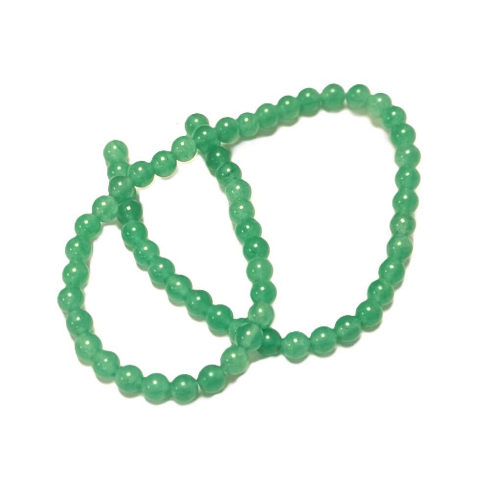 A strand of 57+ malaysian jade beads, green in colour, 6mm in size, round shaped