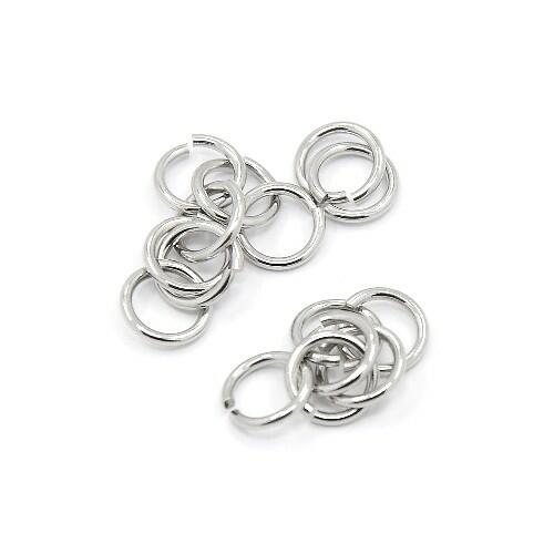304 Stainless Steel Open Jump Rings Silver Round 1.2x8mm Pack Of 100+-0
