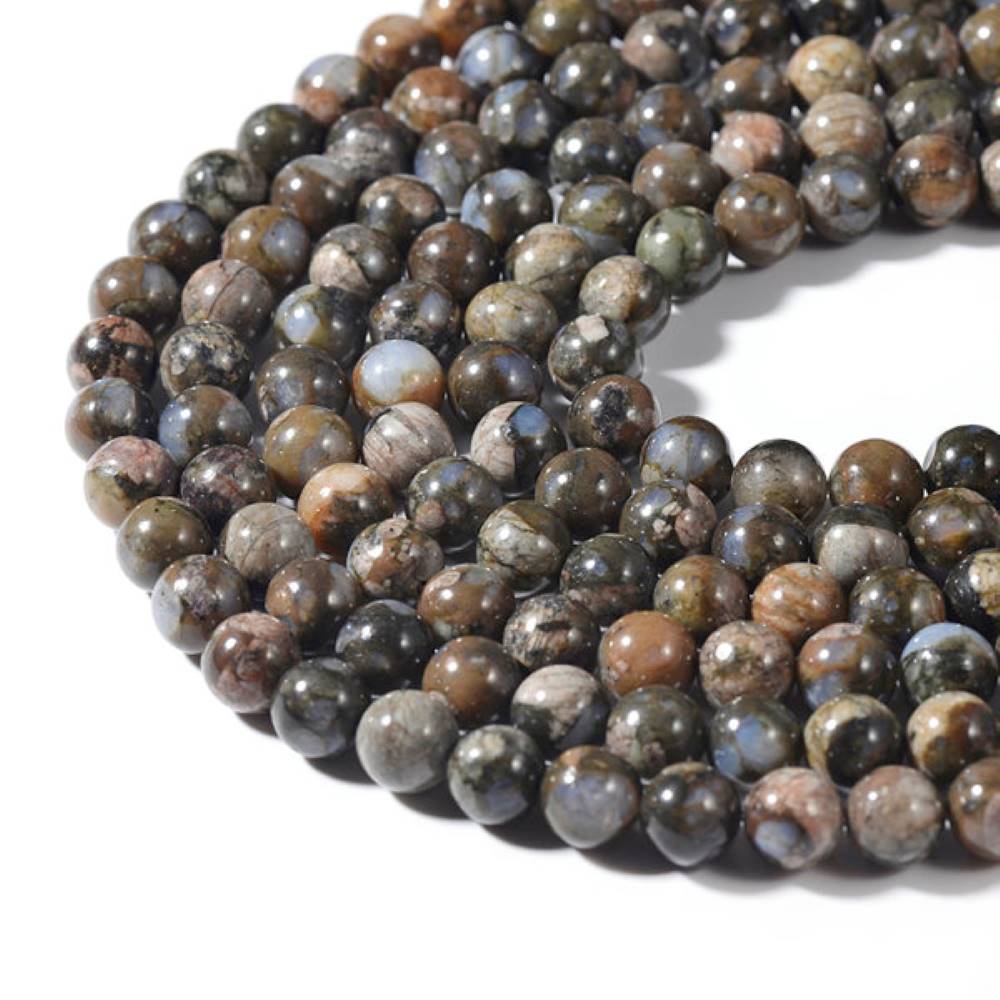 Blue/Brown African Opal (Llanite) Beads Plain Round 4mm Strand Of 90+