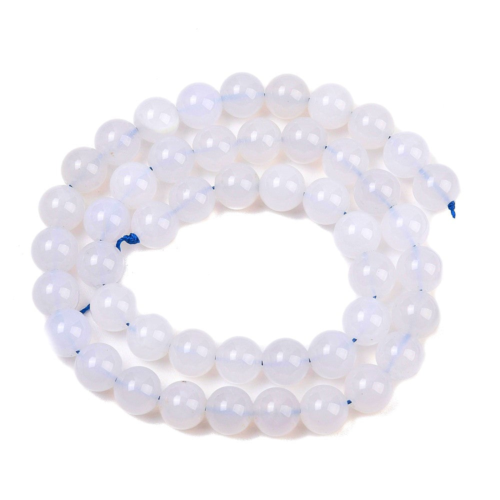 Blue Chalcedony Beads Plain Round 8mm Strand Of 45+