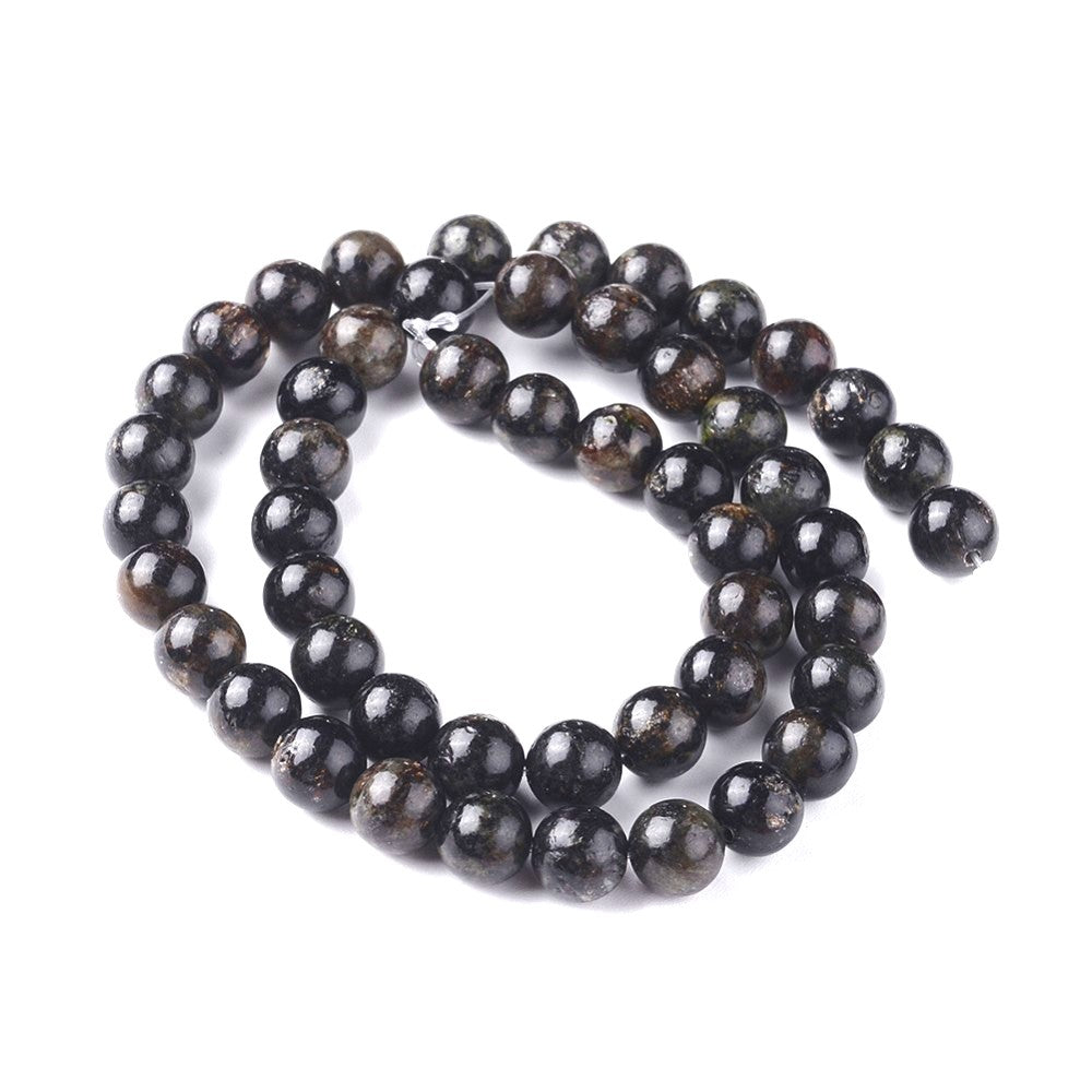 Dark Brown/Black Biotite Beads Plain Round 8mm Strand Of 45+