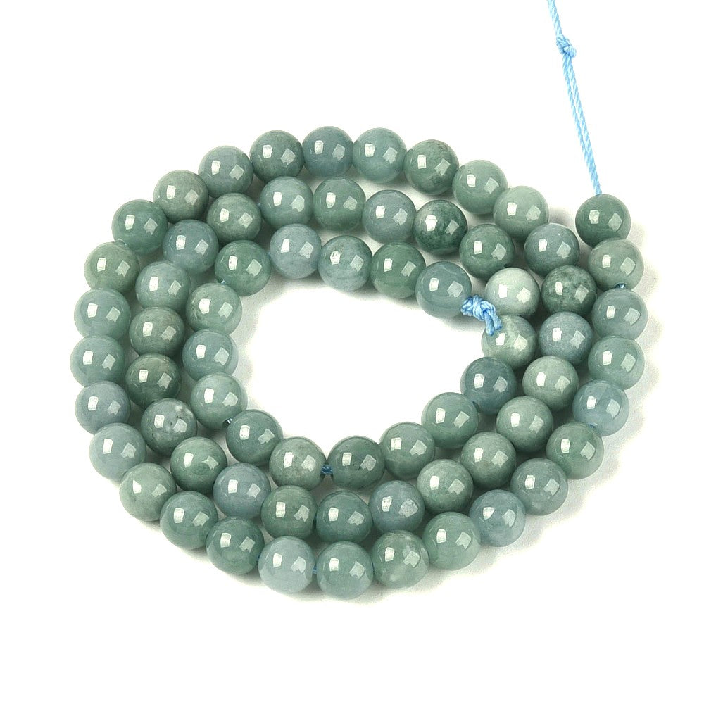 Teal Green Jadeite Beads Plain Round 6mm Strand Of 65+
