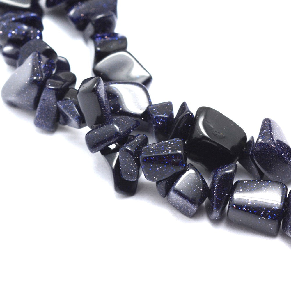 Blue Goldstone Beads Chip 5-8mm Strand Of 200+