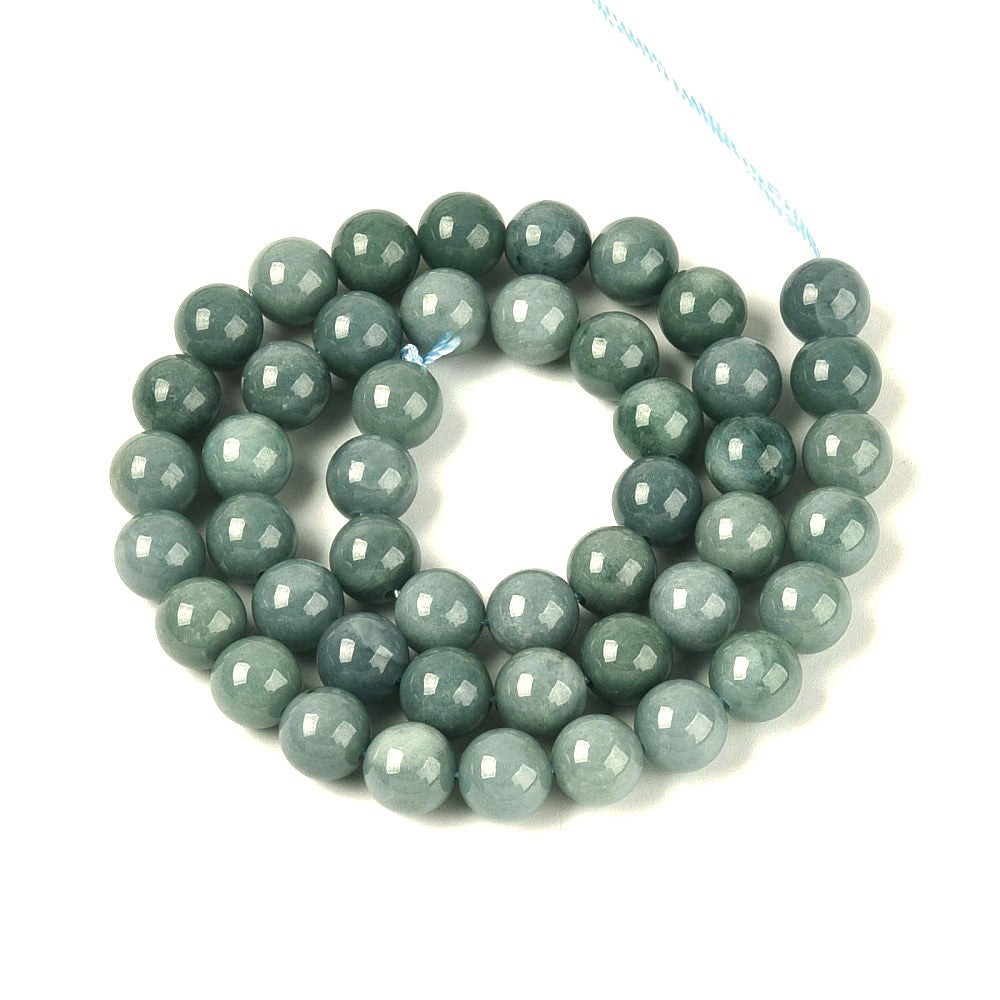 Teal Green Jadeite Beads Plain Round 8mm Strand Of 45+