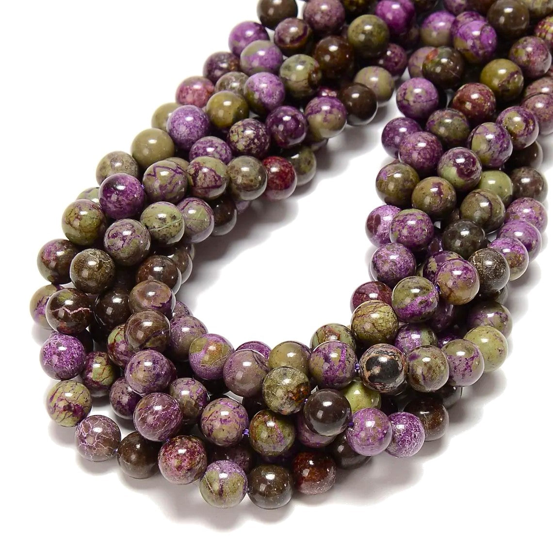 Green/Purple Atlantisite Stichtite Beads Plain Round 6mm Strand Of 65+