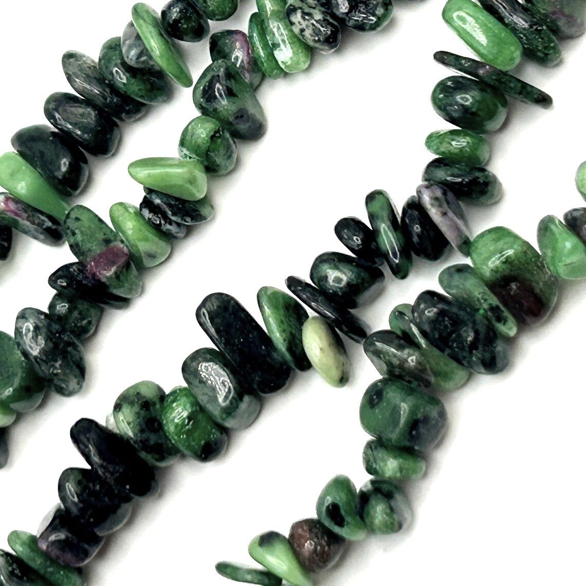 Green/Fuchsia Ruby In Zoisite Beads Chip 5-8mm Strand Of 200+
