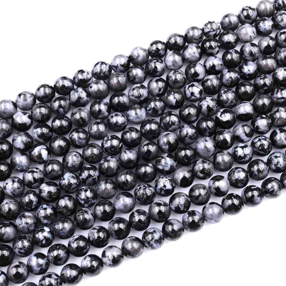 Black/Indigo Gabbro (Mystic Merlinite) Beads Plain Round 6mm Strand Of 65+