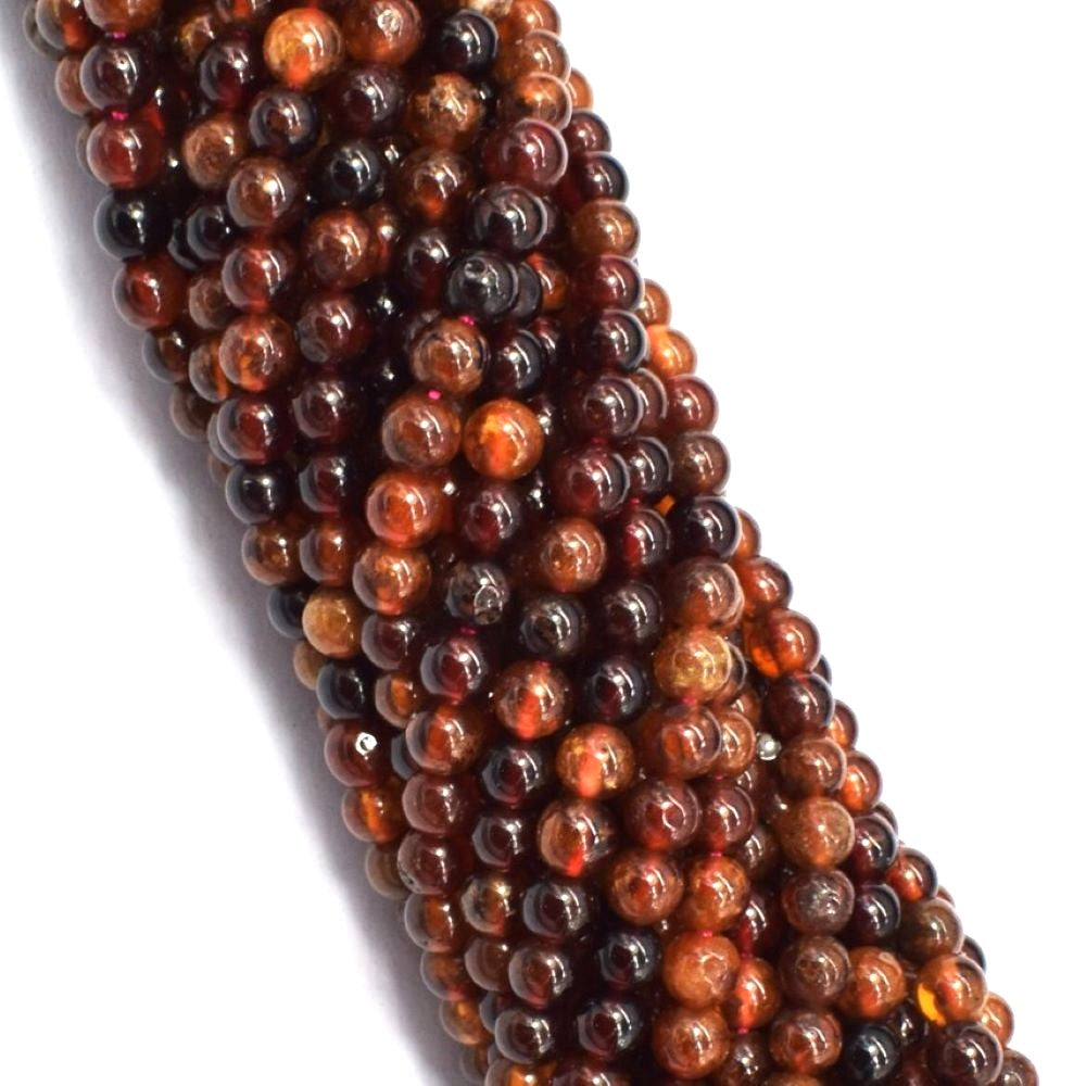 Orange/Brown Hessonite Garnet Beads Plain Round 6mm Strand Of 65+