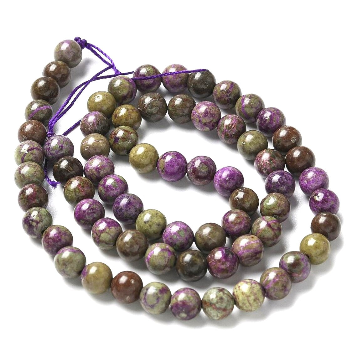 Green/Purple Atlantisite Stichtite Beads Plain Round 8mm Strand Of 45+