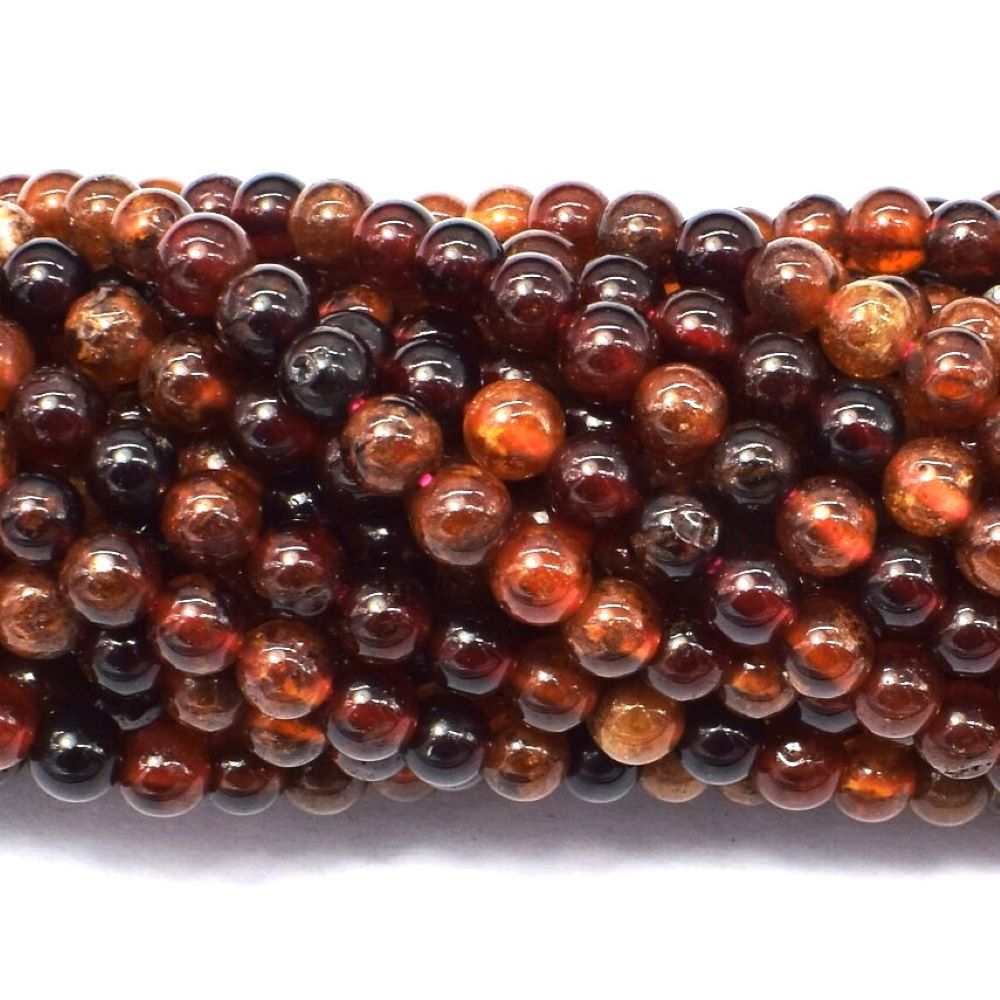 Orange/Brown Hessonite Garnet Beads Plain Round 8mm Strand Of 45+