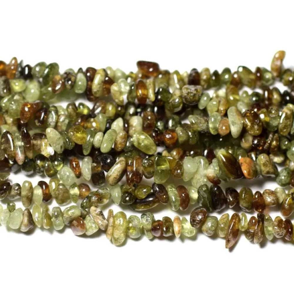 Green Grossular Garnet Beads Chip 5-8mm Strand Of 200+