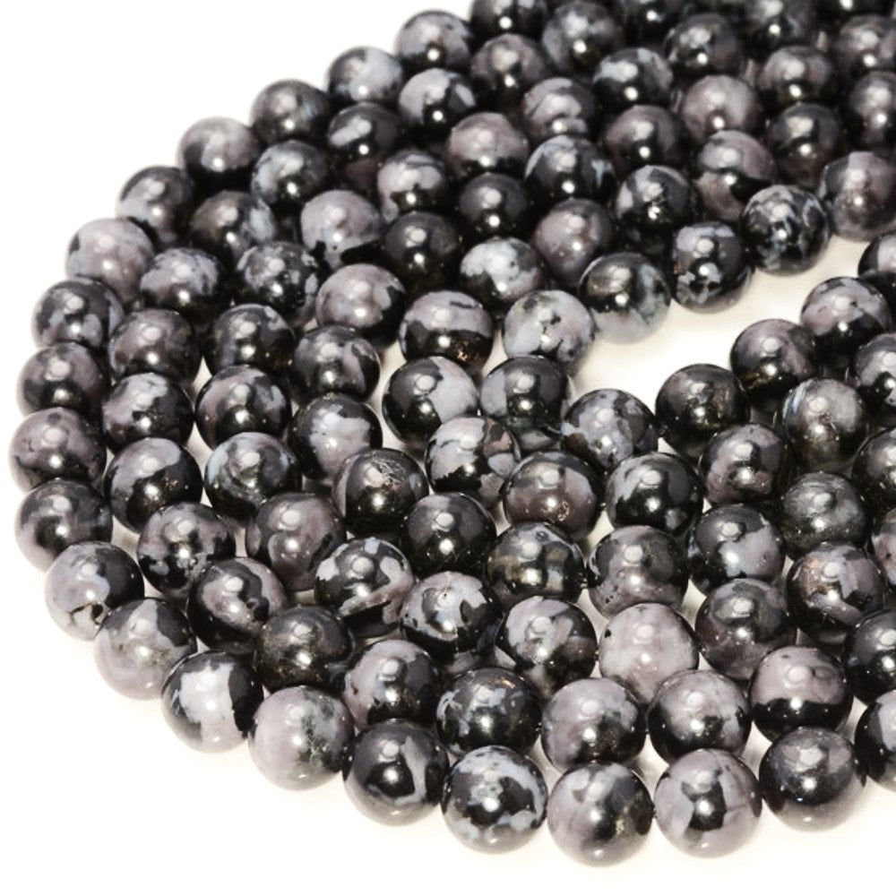 Black/Indigo Gabbro (Mystic Merlinite) Beads Plain Round 8mm Strand Of 45+
