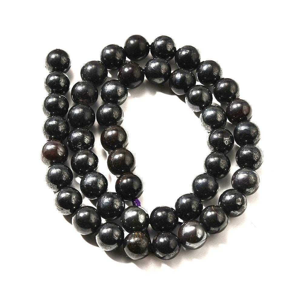 Black Hypersthene Beads Plain Round 8mm Strand Of 47+