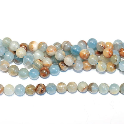 Blue/Brown Lemurian Aquatine Calcite Beads Plain Round 4mm Strand Of 90+
