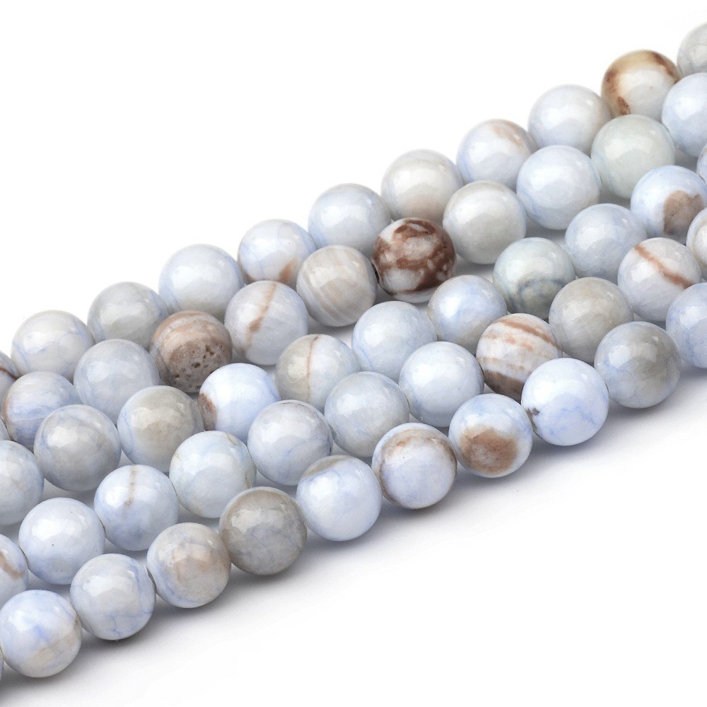Blue/Brown Dolomite Beads Plain Round 6mm Strand Of 65+
