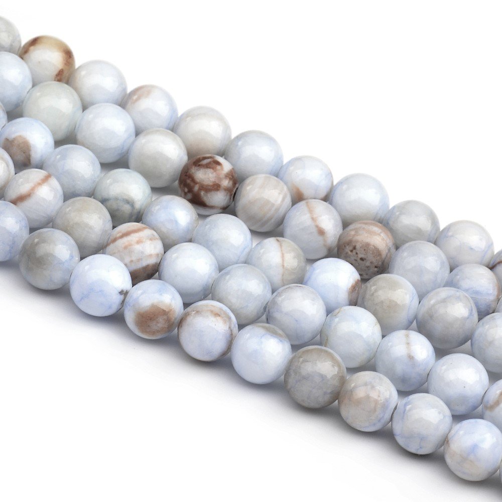 Blue/Brown Dolomite Beads Plain Round 8mm Strand Of 45+