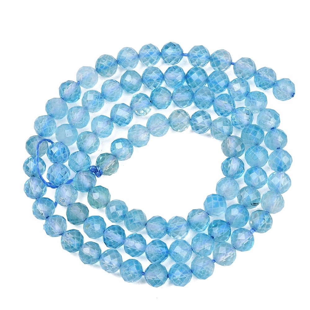 Blue Topaz Beads Faceted Round 4mm Strand Of 95+