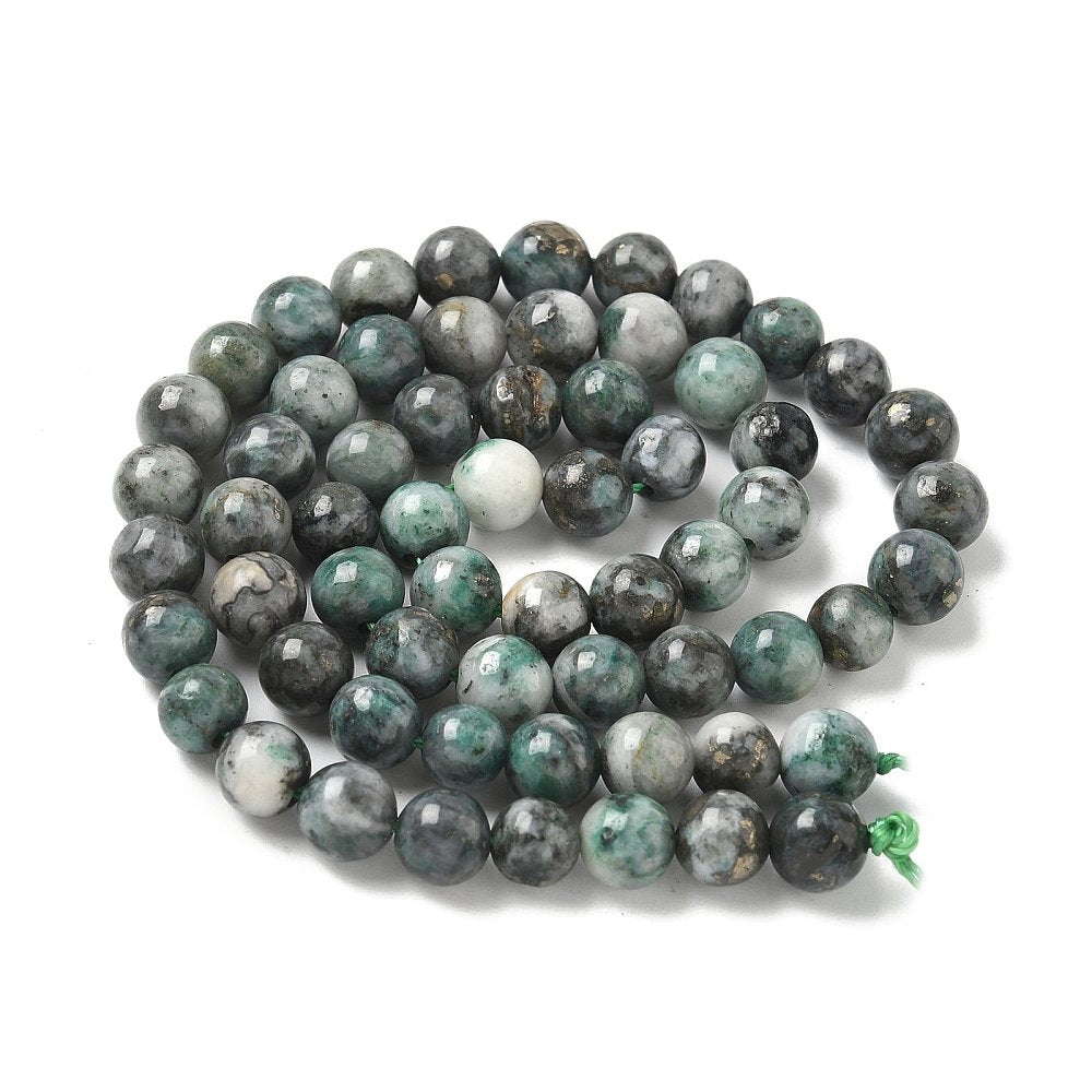 Green/Grey Dioptase Beads Plain Round 6.5mm Strand Of 60+