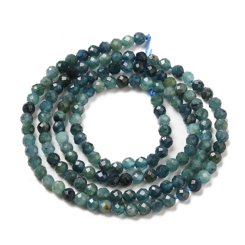 Teal Blue Indicolite Tourmaline Beads Faceted Round 3mm Strand Of 140+