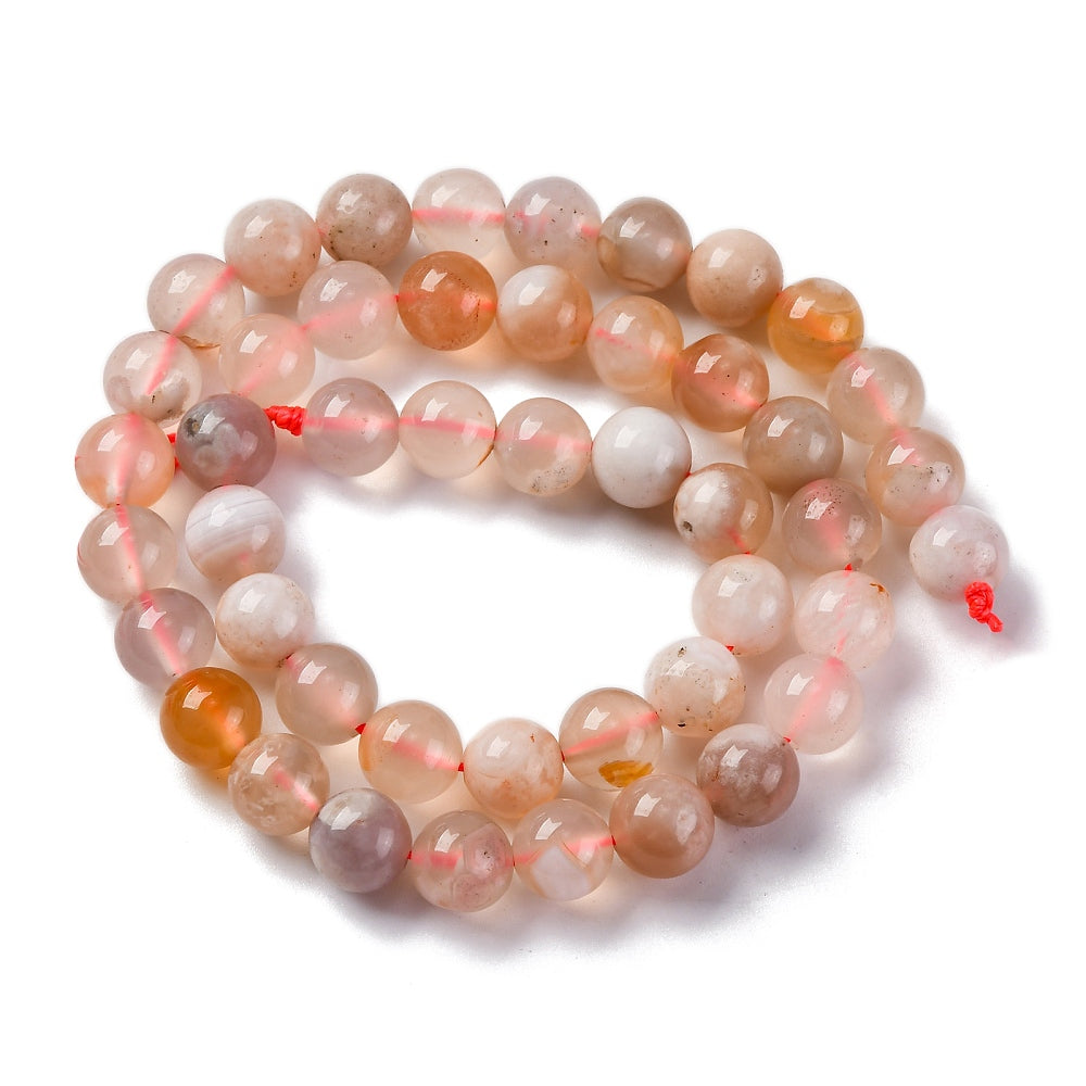 Pink Sakura Flower Agate Beads Plain Round 8mm Strand Of 44+ TEMP For Chelsea Lovesey
