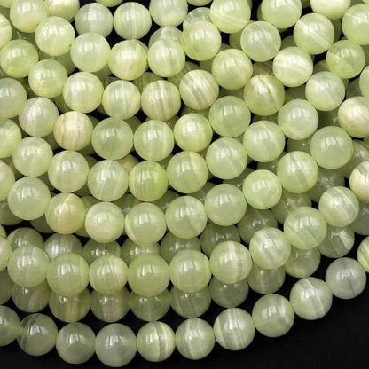 Green Calcite Beads Plain Round 8mm Strand Of 45+