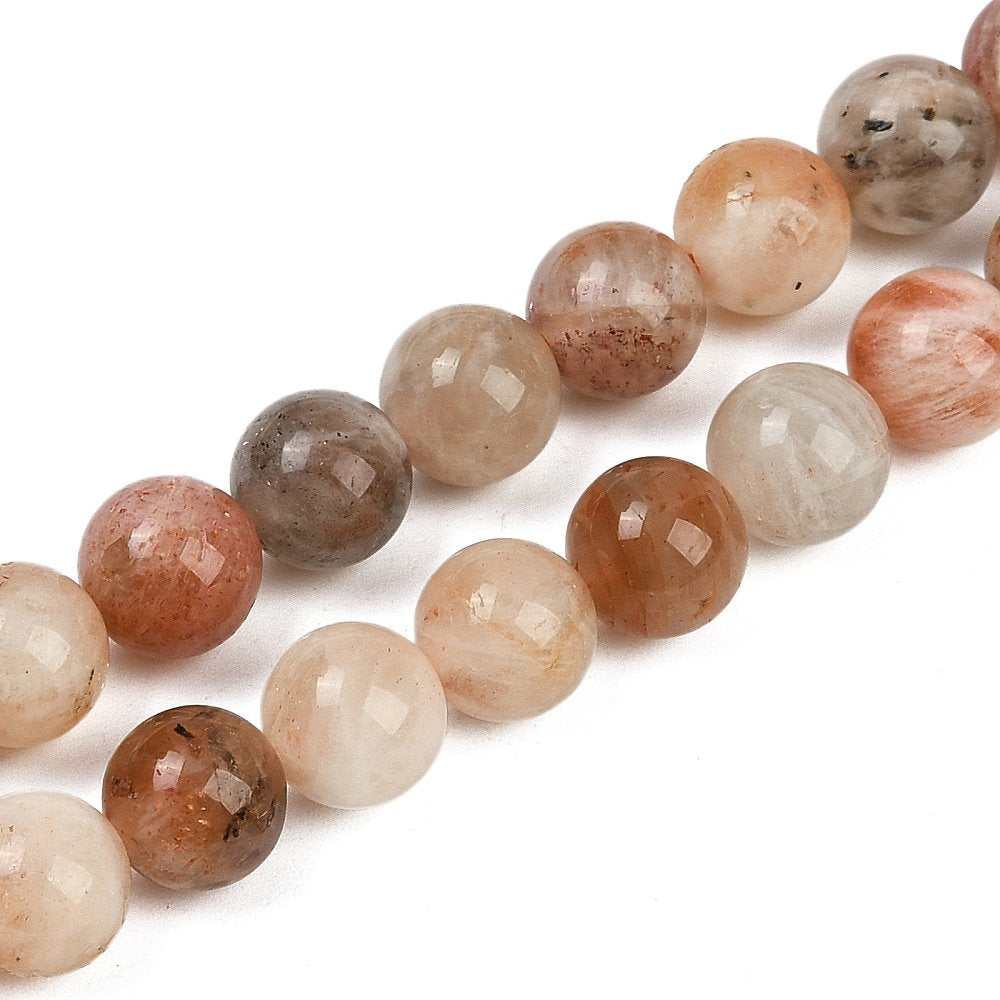 Grey/Pink Arusha Sunstone Beads Plain Round 8mm Strand Of 45+