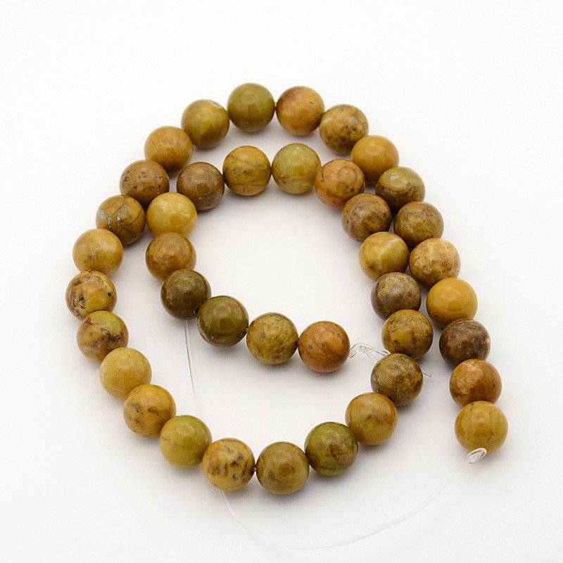 Yellow/Green Kaolinite (Larderite) Beads Plain Round 8mm Strand Of 45+