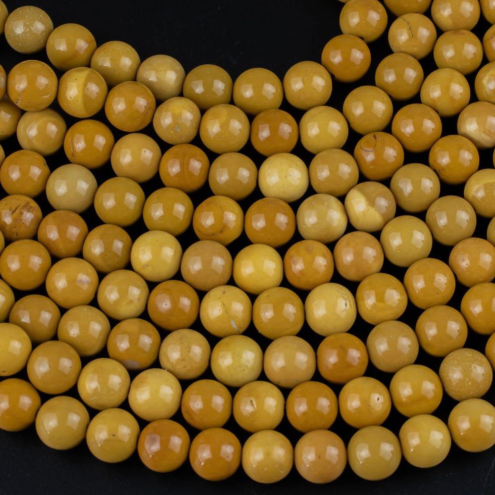 Yellow Mookaite Beads Plain Round 6mm Strand Of 60+