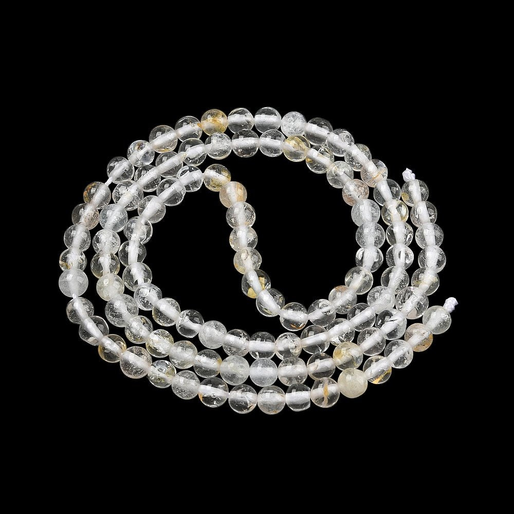 White Topaz Beads Plain Round 4mm Strand Of 90+