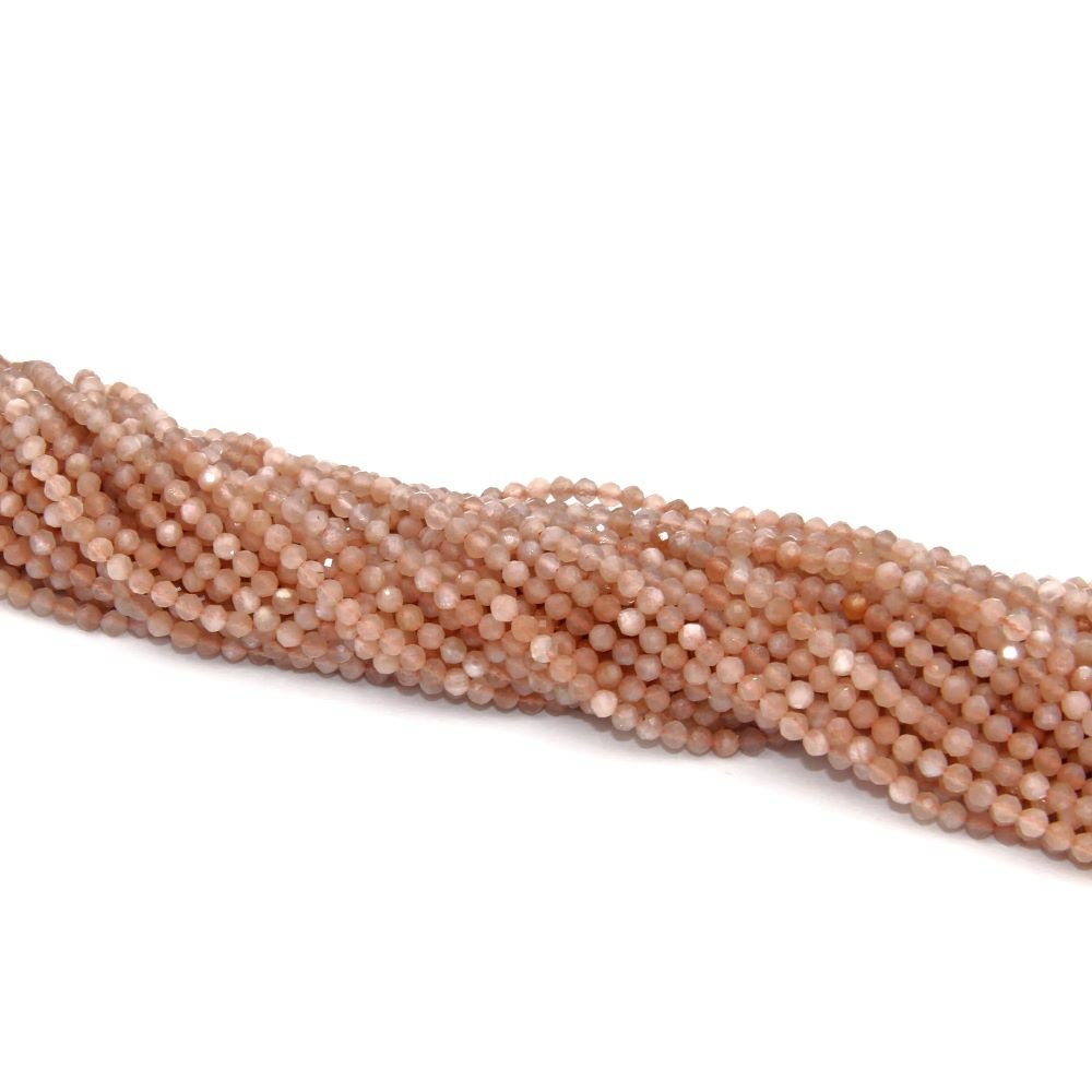 Peach Sunstone Beads Faceted Round 4mm Strand Of 90+