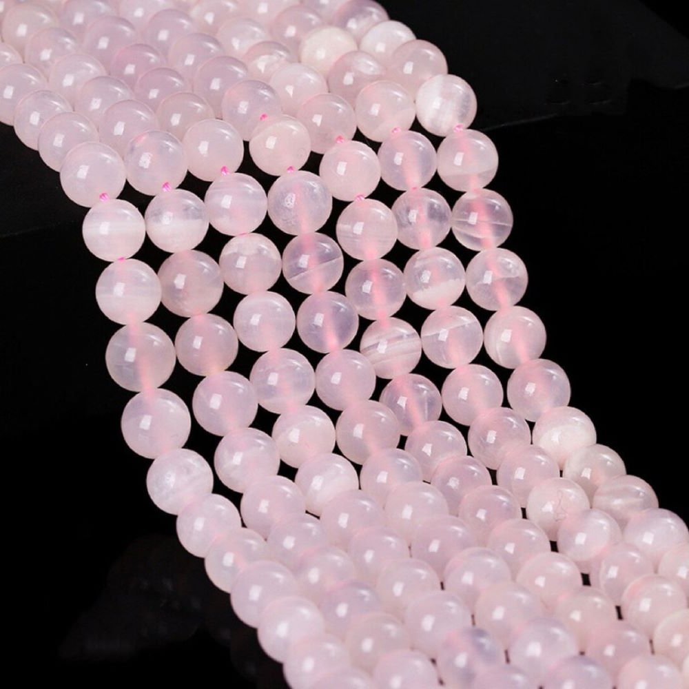 Pink Mangano Calcite Beads Plain Round 8mm Strand Of 45+