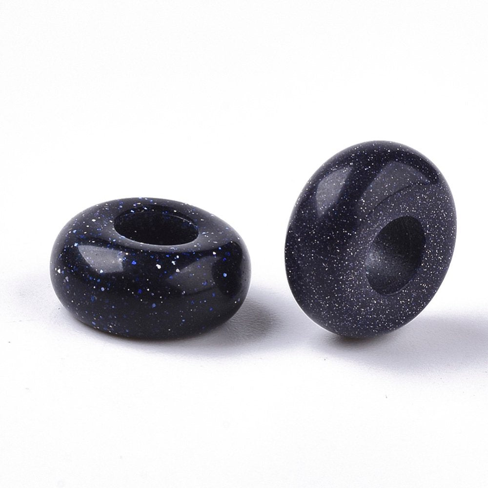 Blue Goldstone Beads Large Hole European 10 x 5mm Pack Of 10